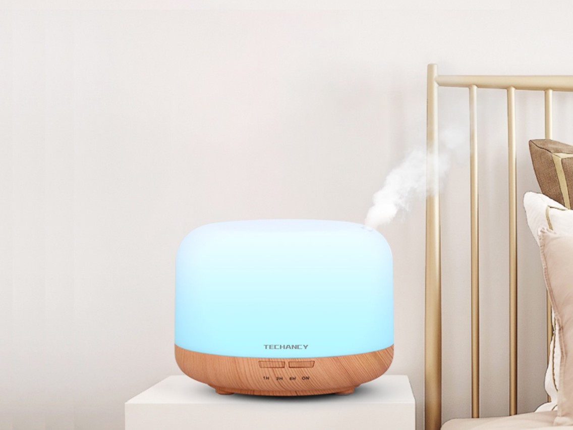 Techancy Aromatherapy Diffuser, LD3911, with Humidifier Function, White + Wood Grain