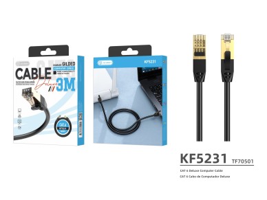 Techancy CAT-6 Network Cable, KF5231, RJ45 Gold-Plated Connector, 3 Meters, Black
