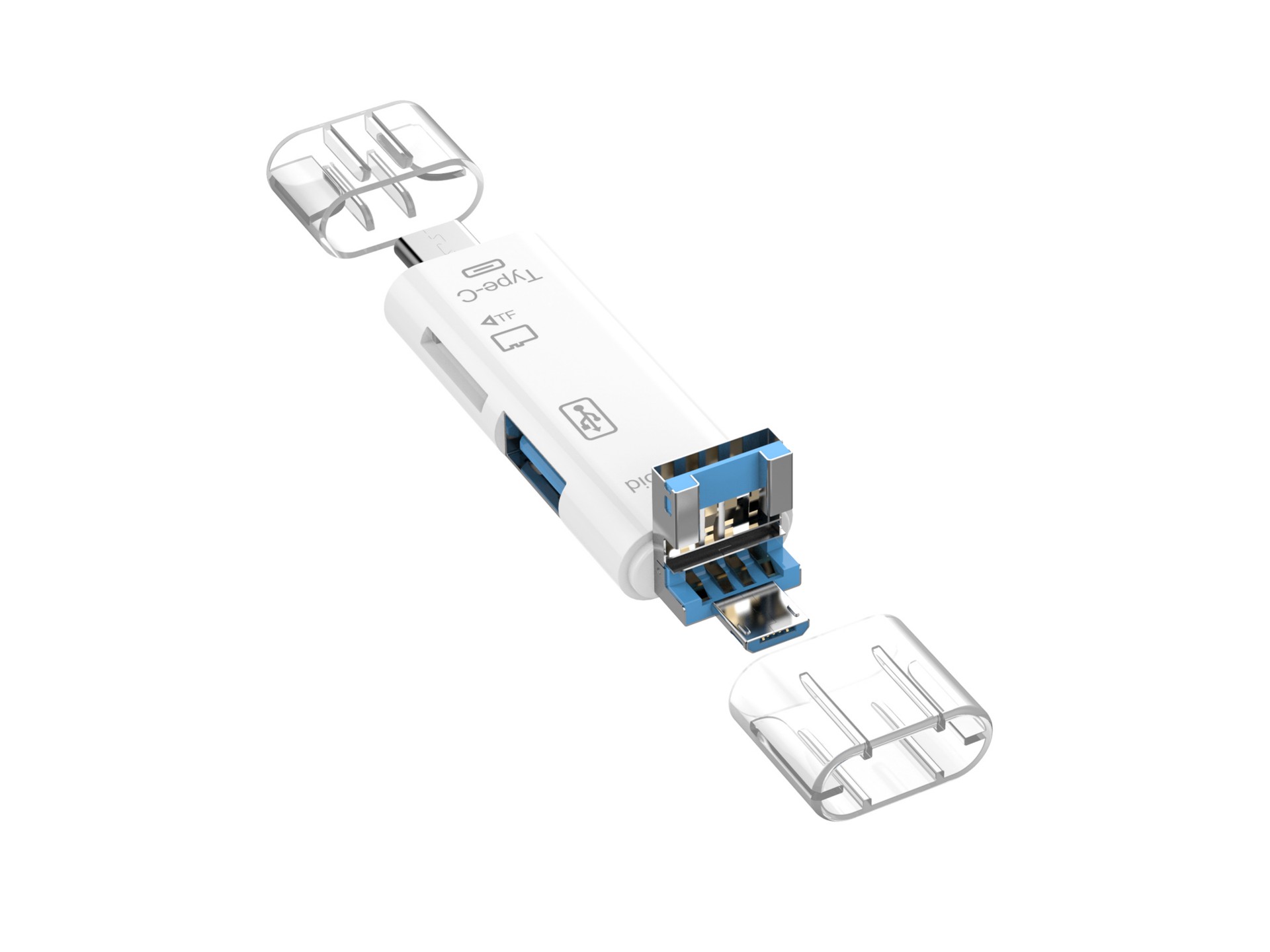 Adaptador OTG 5 en 1 Techancy con lector de almacenamiento, compatible con teléfonos móviles y orden
