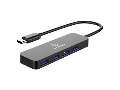 Concentrador Techancy Tipo C a USB 3.0, KK2107, expansor USB 4 en 1, negro