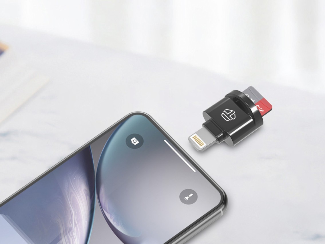 Leitor de cartões SD Techancy, adaptador Micro SD para Lightning, KK2108, compatível com iPad e iPho