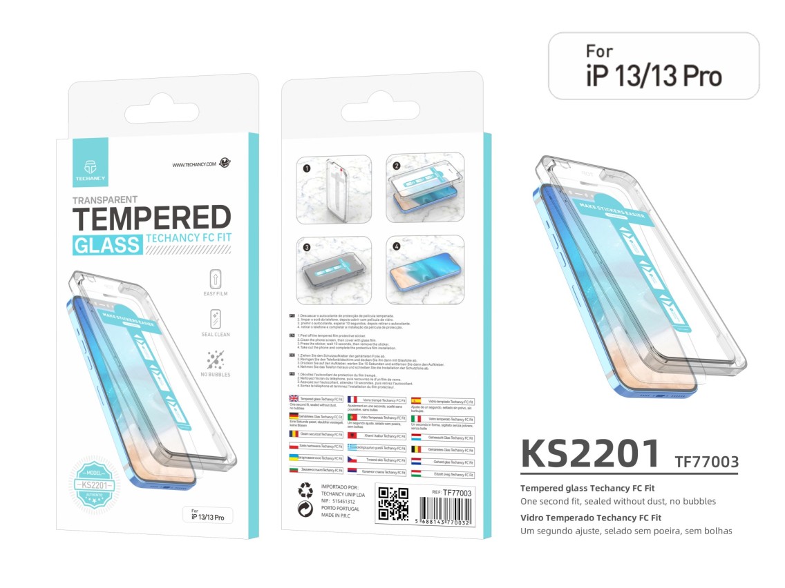 Protector de pantalla de vidrio templado Techancy, funda antipolvo de instalación rápida, sin burbuj