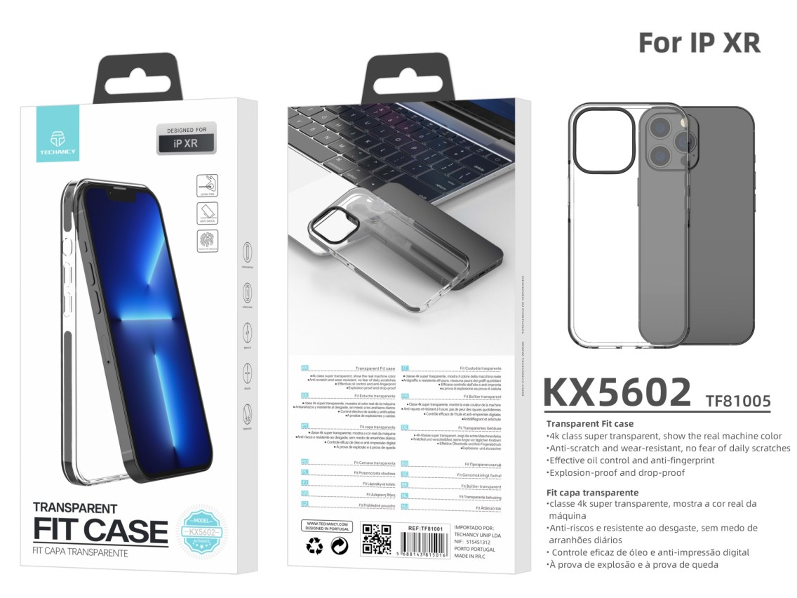 Capa transparente para telemóvel Techancy New Acrylic, KX5602, compatível com iPhone XR, transparent