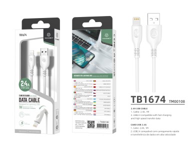 Techancy USB-Type-C Data Cable, TB1674 1M, 2.4A Fast Charging, Data Transfer, White