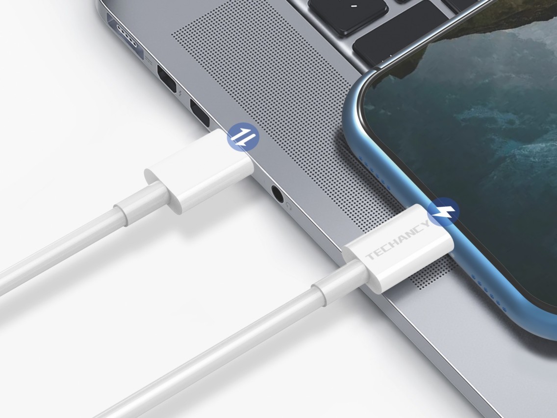 Techancy 18W PD Fast Charging Data Cable 1.2M TB1680, USB-C Port-IP8/X/11-14, Compatible with iPhone