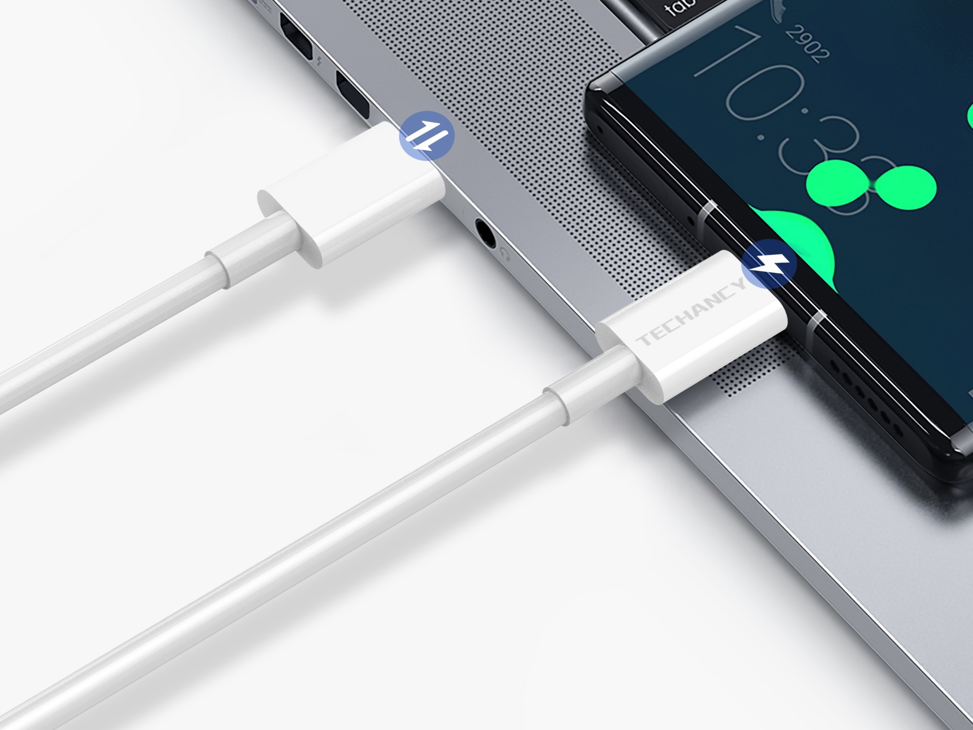 Techancy 18W PD Fast Charging Data Cable 1.2M TB1682, USB-C to USB-C Interface, Supports Data Transf