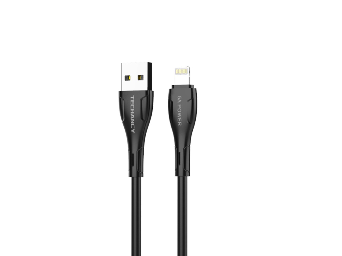 Techancy USB-IP7/8/X/11-14 Data Cable TB1697, 1.2m 5A Fast Charging, Data Transfer, Black
