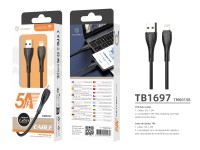 Techancy USB-IP7/8/X/11-14 Data Cable TB1697, 1.2m 5A Fast Charging, Data Transfer, Black Techancy USB-IP7/8/X/11-14 Data Cable TB1697, 1.2m 5A Fast Charging, Data Transfer, Black