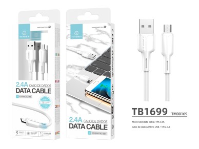 Cable de datos USB-Micro Techancy blanco de 1 m TB1699, carga rápida de 2,4 A, compatible con t