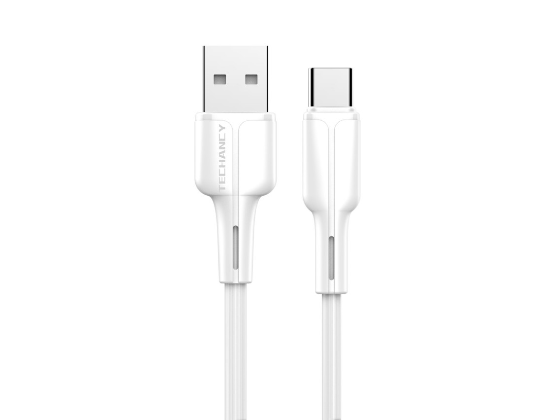Techancy Cabo De Dados Usb-Type-C Branco 1M TB1715,Carregamento Rápido De 2,4 A, Suporta Transmissão