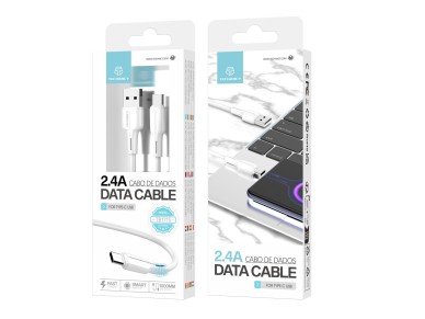 Techancy Cabo De Dados Usb-Type-C Branco 1M TB1715,Carregamento R�pido De 2,4 A, Suporta Transmiss�o