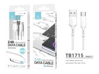Techancy Cabo De Dados Usb-Type-C Branco 1M TB1715,Carregamento Rápido De 2,4 A, Suporta Transmissão Techancy Cabo De Dados Usb-Type-C Branco 1M TB1715,Carregamento Rápido De 2,4 A, Suporta Transmissão