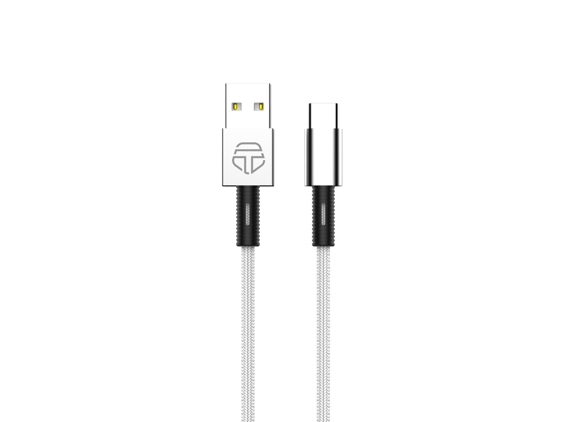 Techancy Cabo De Dados Usb- Tipo C Branco TB1717, Carregamento Rápido De 2,4 A, Liga De Alumínio + E