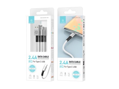 Techancy USB-Type C Data Cable White TB1717, 2.4A Fast Charging, Aluminum Alloy + Braided 1.2M Techancy USB-Type C Data Cable White TB1717, 2.4A Fast Charging, Aluminum Alloy + Braided 1.2M