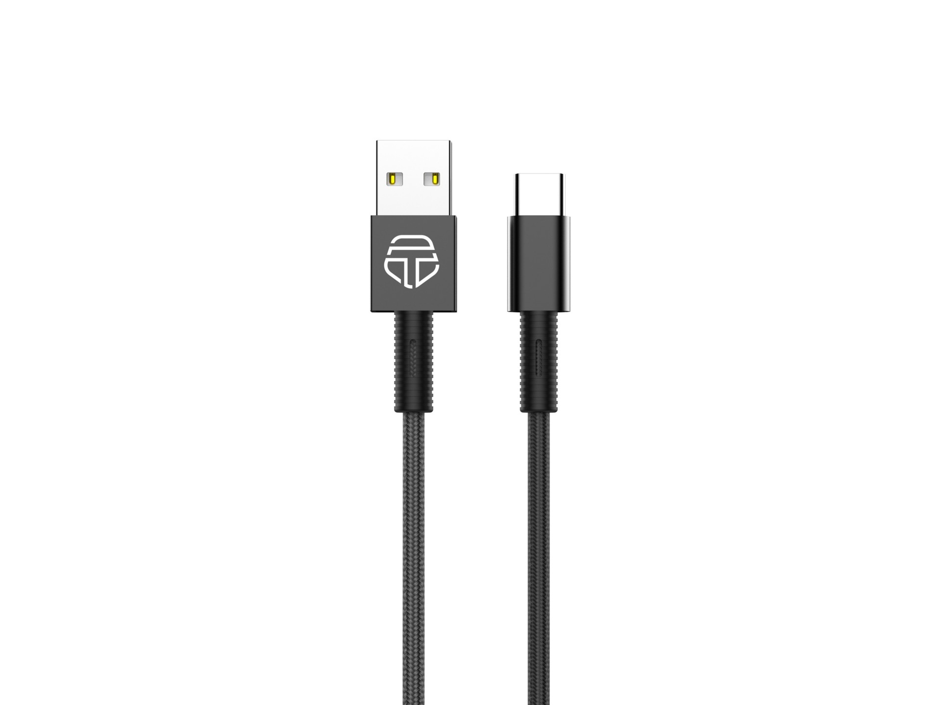 Techancy Cabo De Dados Usb- Tipo C Preto TB1717, Carregamento Rápido De 2,4 A, Liga De Alumínio + En