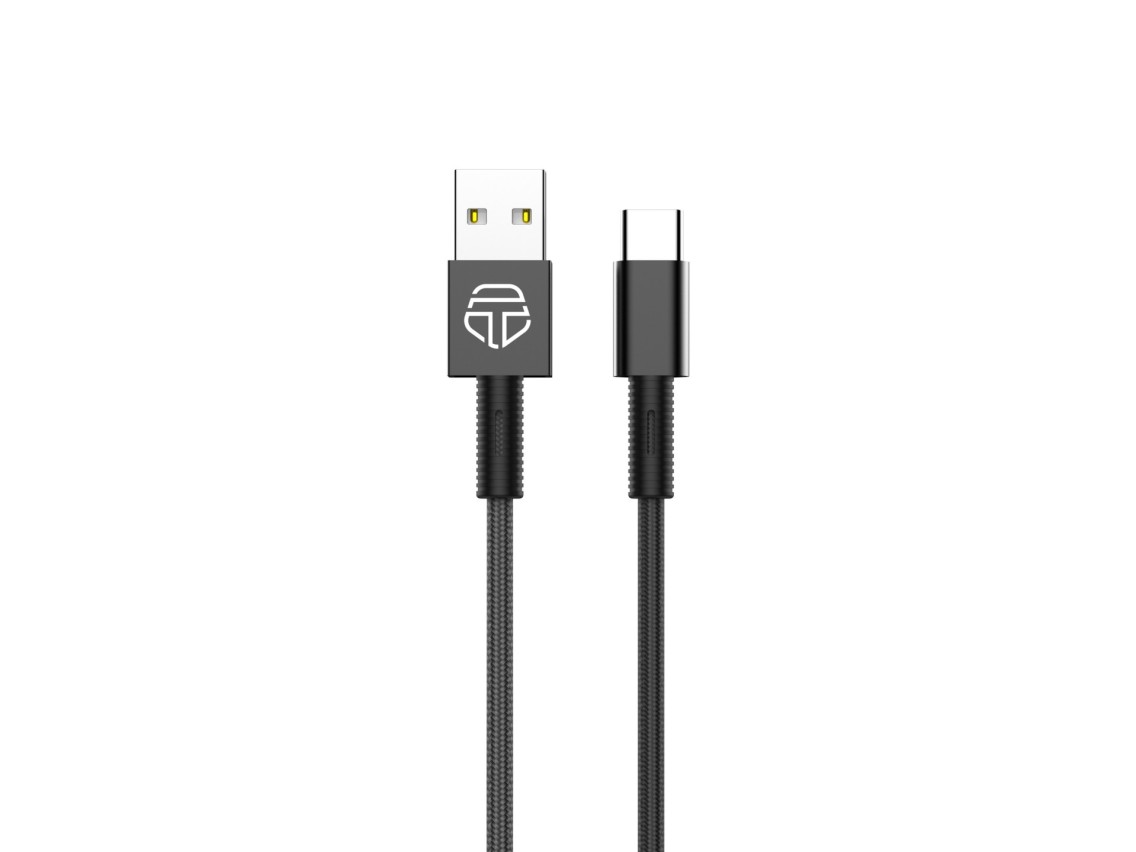 Techancy Cabo De Dados Usb- Tipo C Preto TB1717, Carregamento Rápido De 2,4 A, Liga De Alumínio + En