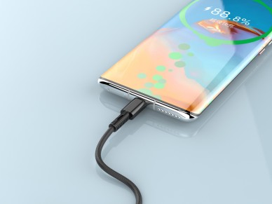 Techancy USB-Type C Data Cable Black TB1717, 2.4A Fast Charging, Aluminum Alloy + Braided 1.2M