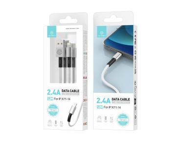 Techancy USB-Lightning Data Cable White TB1717, 2.4A Fast Charging, Aluminum Alloy + Braided 1.2M