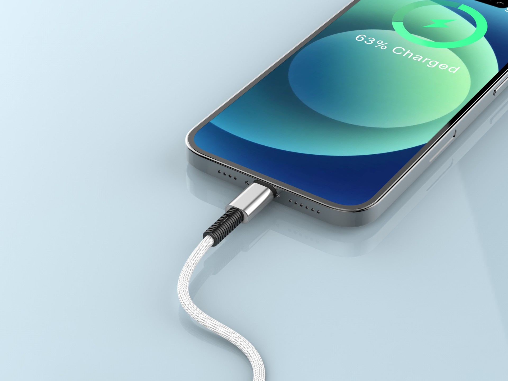 Techancy Cabo De Dados Usb-Lightning Branco TB1717, Carregamento Rápido De 2,4 A, Liga De Alumínio +