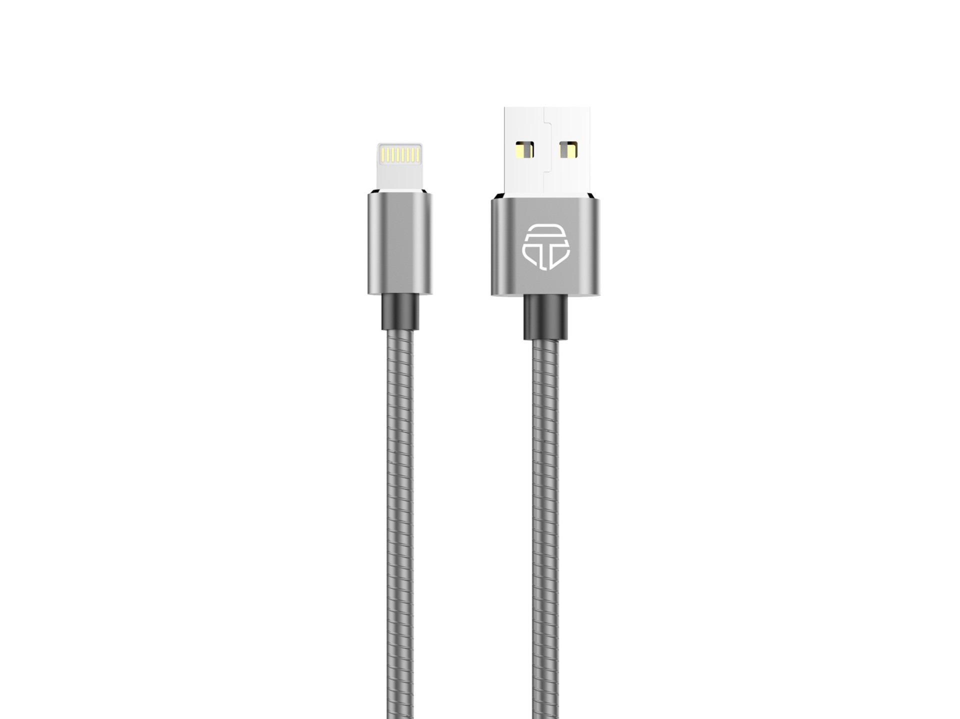 Techancy Aluminum Alloy Data Cable 1m TB1662, All-Metal Design, Usb-Ip8/X/11-14, 2.4a Charging.