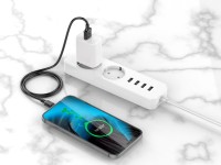 Techancy USB Type-C Data Cable 1M Black TB1725, 2.4A Charging, Compatible with Type-C Mobile Phones