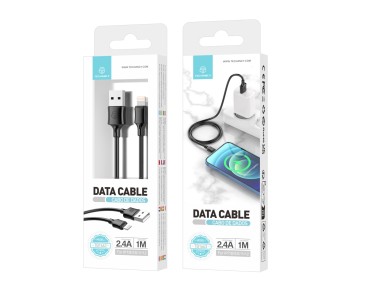 Techancy USB-Lightning Data Cable 1m Black TB1671, 2.4A Charging, Compatible with iPhone/iPad