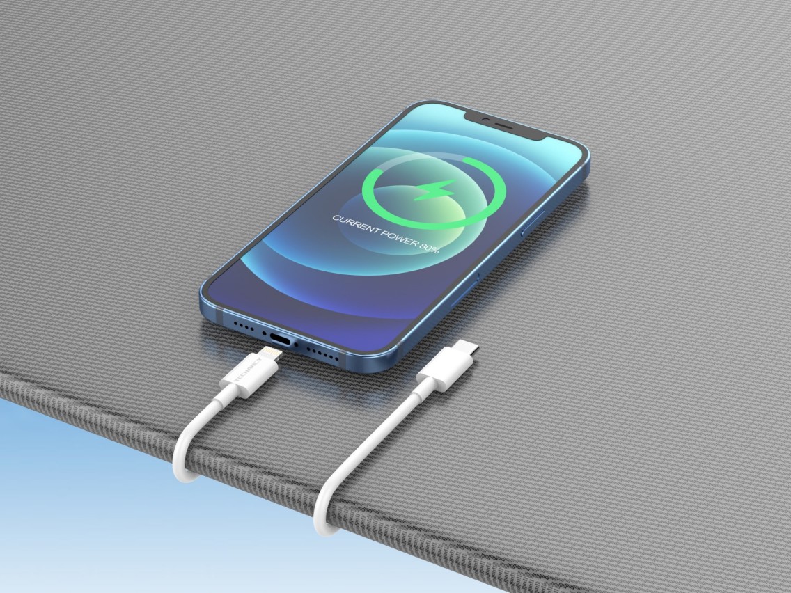 Techancy White Data Cable 20w TB1666, Compatible with iPhone 7 Up to 14, Fast PD Charging, Durable, 