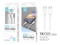 Techancy Data Cable TB1721 White, Type-C to Type-C, Fast Charging 60w, 2m, Data Transmission Techancy Data Cable TB1721 White, Type-C to Type-C, Fast Charging 60w, 2m, Data Transmission