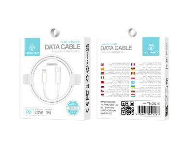 Techancy PD Fast Charging Data Cable 20W 1m TB1668, USB C-IP8/X/11-14 Interface, Compatible with iPh