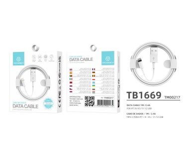 Techancy Data Cable 2.4a 1m TB1669, USB-IP8/X/11-14 Interface, Compatible with iPhone, iPad Various 