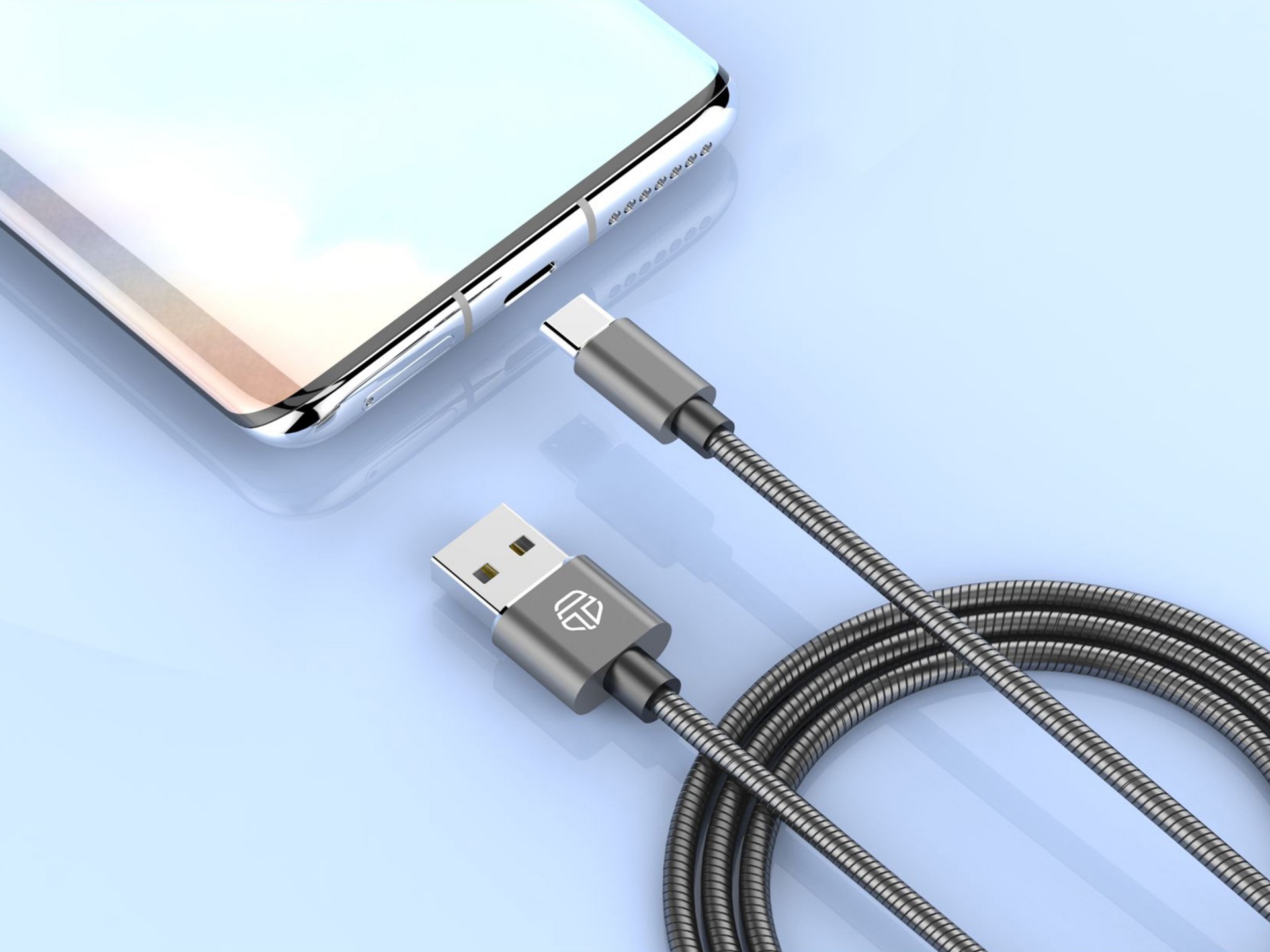Techancy Aluminum Data Cable 1m TB1662, All-Metal Design, USB-Type C, 2.4A Charging.