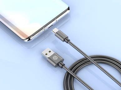 Techancy Aluminum Data Cable 1m TB1662, All-Metal Design, USB-Type C, 2.4A Charging.