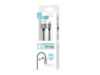 Techancy Aluminum Data Cable 1m TB1662, All-Metal Design, USB-Type C, 2.4A Charging.