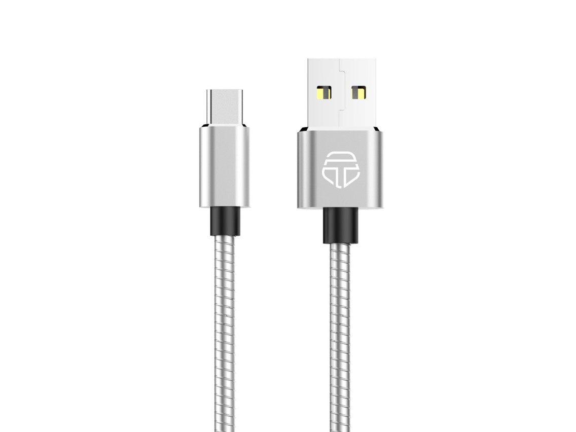 Techancy Aluminum Data Cable 1m TB1662, All-Metal Design, USB-Type C, 2.4A Charging.