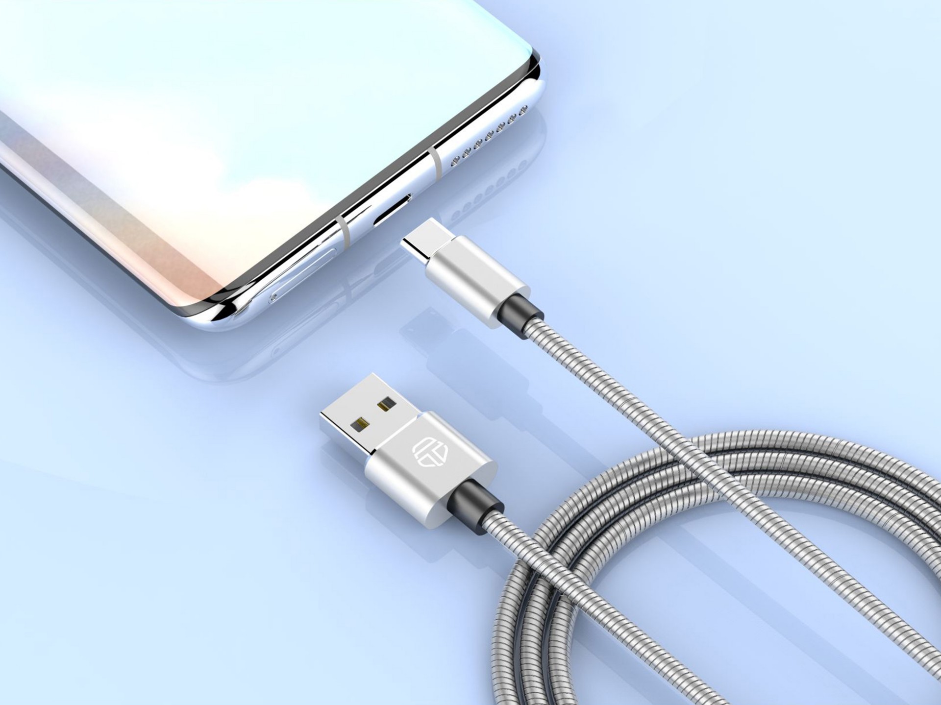 Techancy Aluminum Data Cable 1m TB1662, All-Metal Design, USB-Type C, 2.4A Charging.