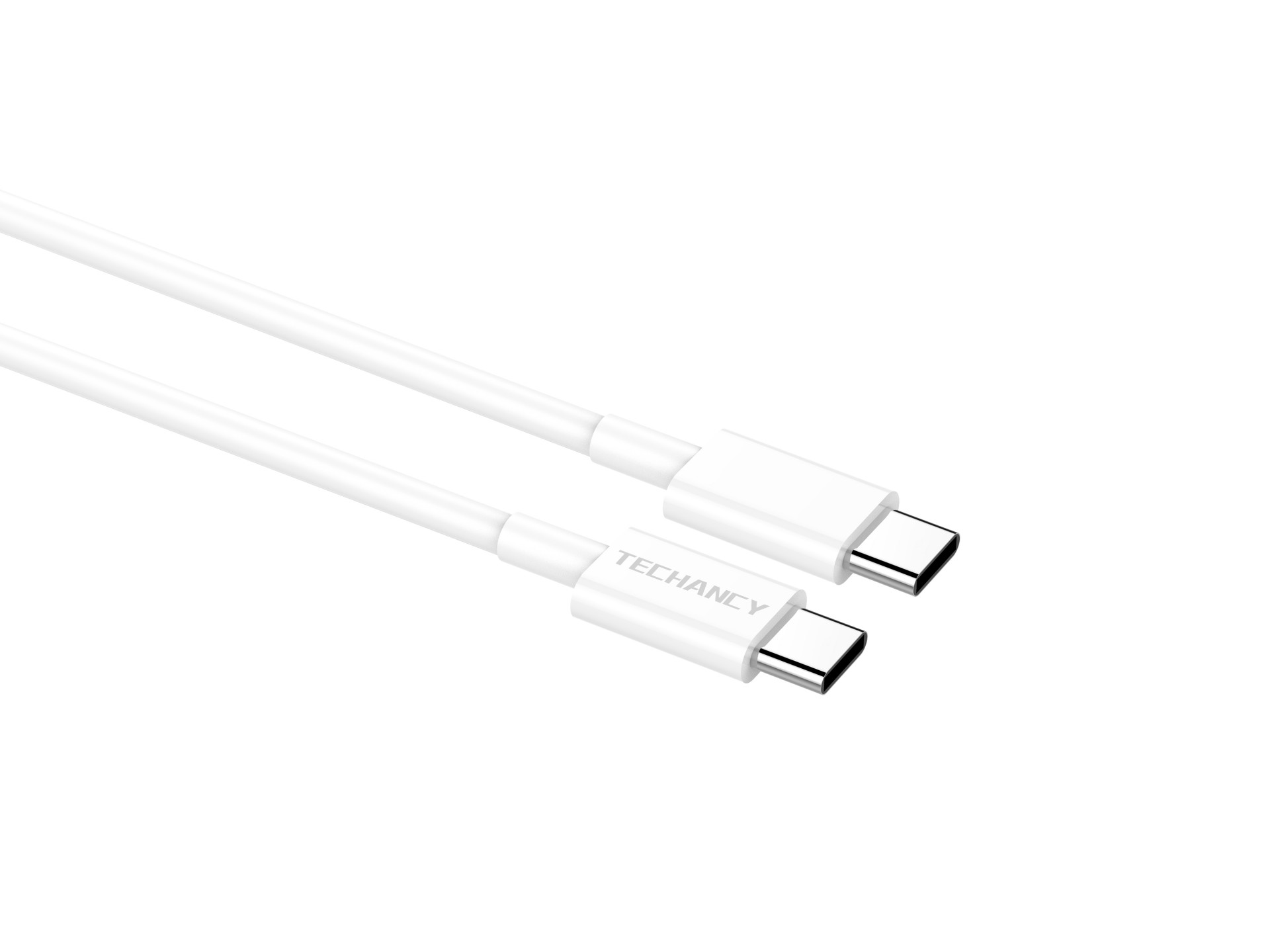 Techancy USB-C to USB-C Fast Charging Cable TB1724, 1 M White, Supports 60 W and PD Fast Charging Da