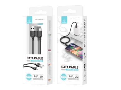 Cable de datos USB-Micro Techancy TB1707 negro, 2 m de distancia, carga de 2,4 A, compatible con dis
