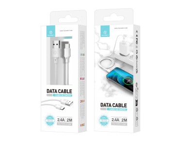 Techancy Cabo De Dados Usb-Tipo C Branco TB1725, 2 M De Comprimento, 2,4 A De Carregamento, Compat�v