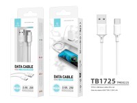 Techancy Cabo De Dados Usb-Tipo C Branco TB1725, 2 M De Comprimento, 2,4 A De Carregamento, Compatív Techancy Cabo De Dados Usb-Tipo C Branco TB1725, 2 M De Comprimento, 2,4 A De Carregamento, Compatív