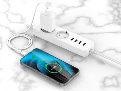 Techancy Cabo De Dados Usb-Tipo C Branco TB1725, 2 M De Comprimento, 2,4 A De Carregamento, Compat�v