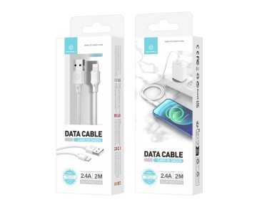 Techancy USB-Lightning Data Cable White TB1671, 2m Distance, 2.4A Charging, Compatible with iPhone/i