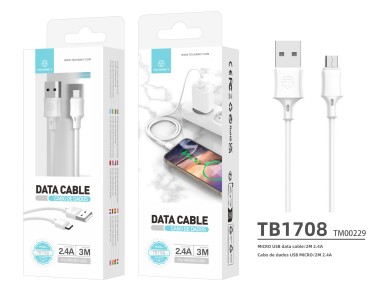 Cable de carga Techancy de 3 m USB-Micro blanco TB1708, carga rápida de 2,4 A, carga de largo a