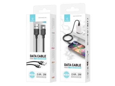 Cable de carga Techancy de 3 m USB-Micro negro TB1708, carga rápida de 2,4 A, carga de largo al