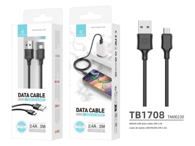 Cable de carga Techancy de 3 m USB-Micro negro TB1708, carga rápida de 2,4 A, carga de largo al