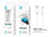 Techancy Cabo De Carregamento 3m Usb- Tipo C Branco TB1726, Carregamento R�pido De 2,4 A, Carregamen