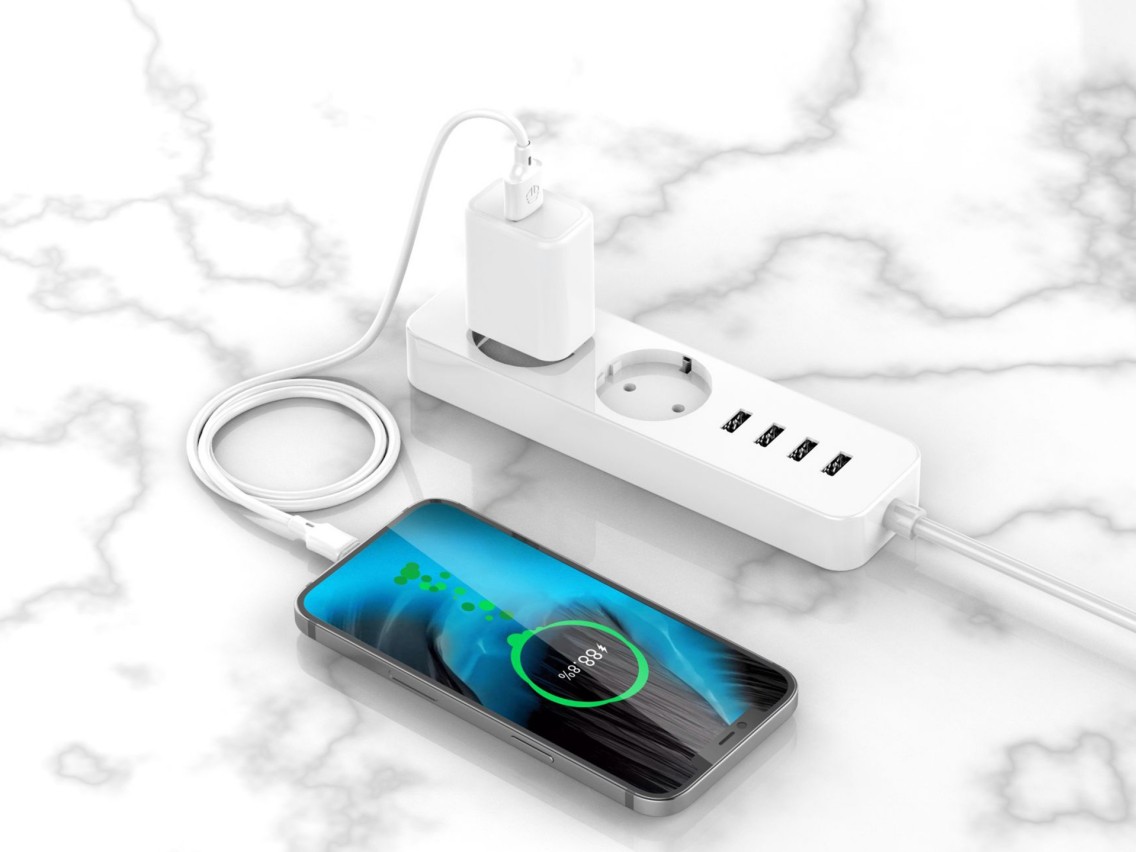 Techancy Cabo De Carregamento 3m Usb- Tipo C Branco TB1726, Carregamento R�pido De 2,4 A, Carregamen