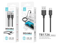 Techancy Cabo De Carregamento 3m Usb- Tipo C Preto TB1726, Carregamento R�pido De 2,4 A, Carregament