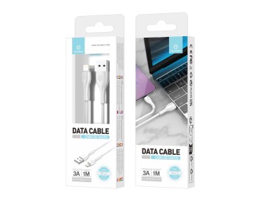 Techancy Data Cable 1m White TB1673, USB Lightning Port 3a Fast Charging, Suitable for Many Devices