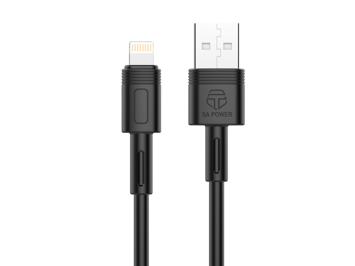 Techancy Fast Charging Data Cable 5A 1m Black TB1761, Usb-Lightning Interface, Supports Data Transfe