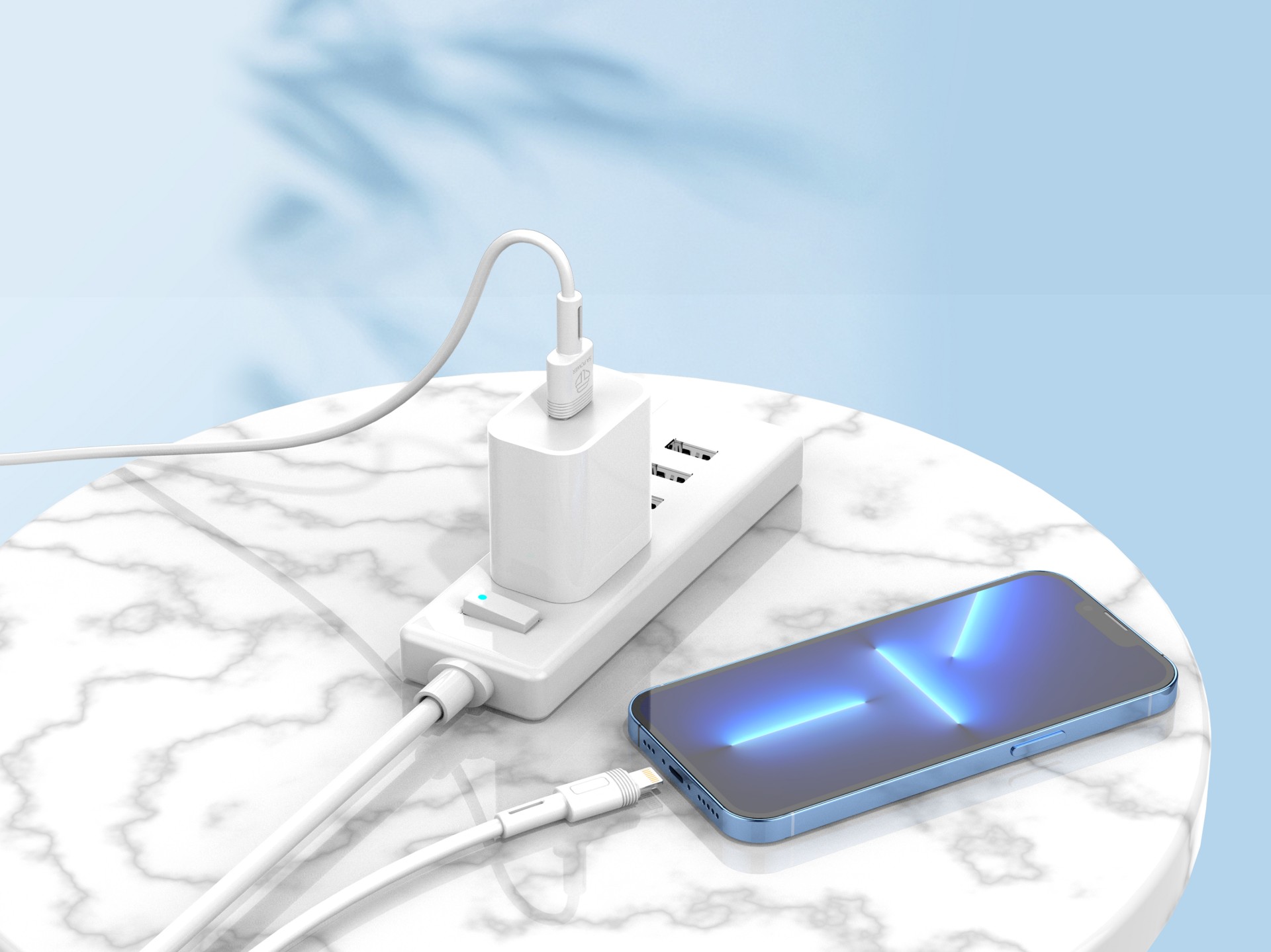 Techancy Cabo De Dados De Carregamento Rápido 5A 1m Branco TB1761, Interface Usb-Lightning, Suporta